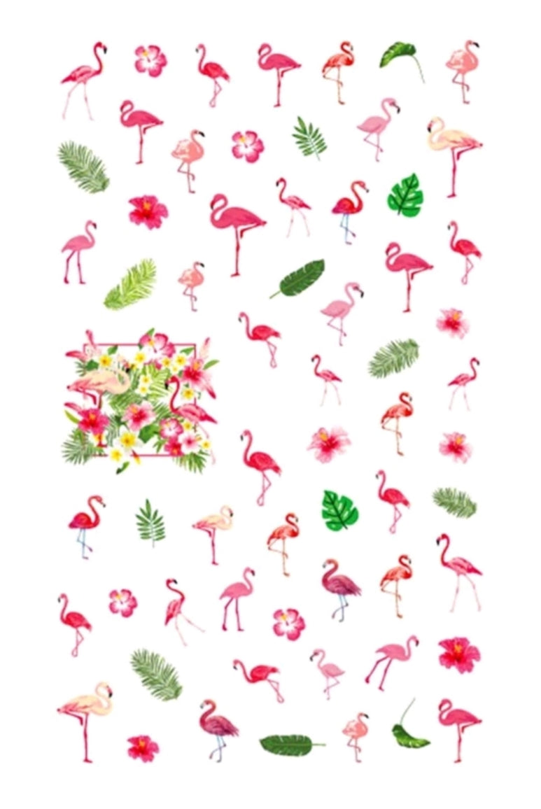 Tropical Flamingo & Palm Leaf Nail Stickers
