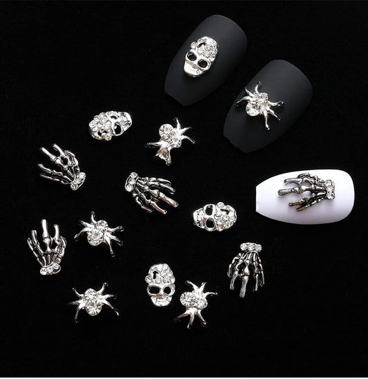 Bling Skull,Spider,Skeleton Hand Nail Charms