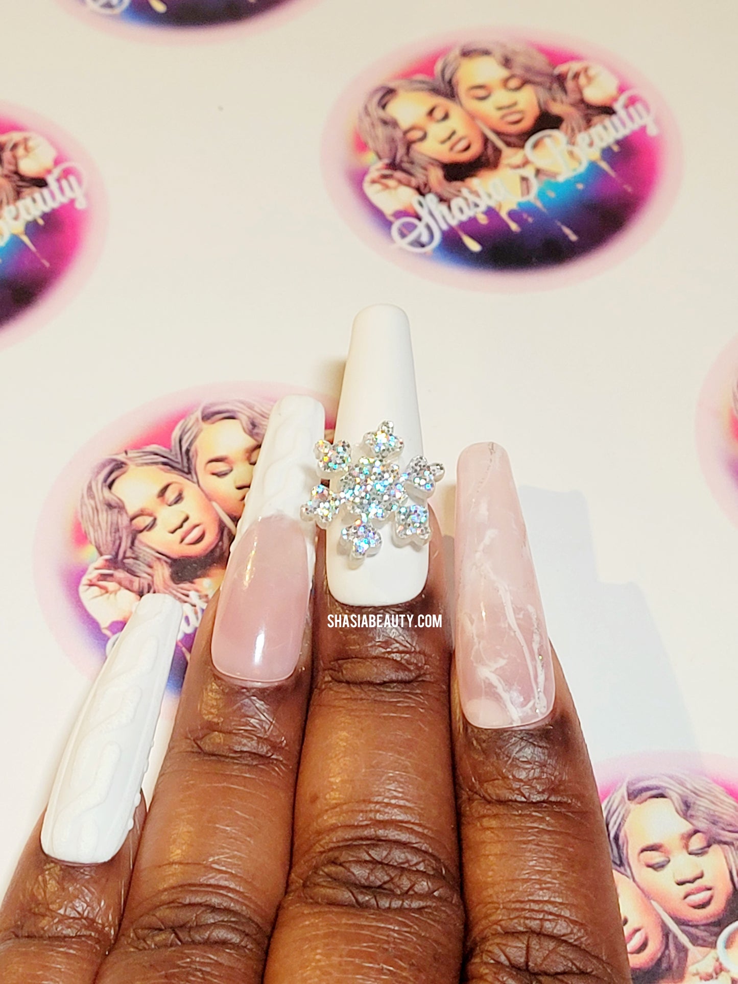 Chunky Holographic Snowflake Nail Charm 5pc