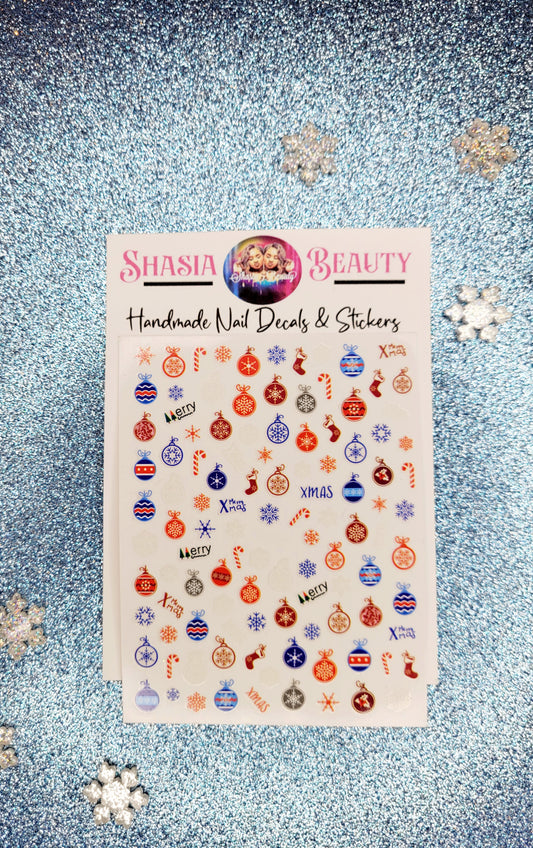 Xmas Ornaments Nail Stickers