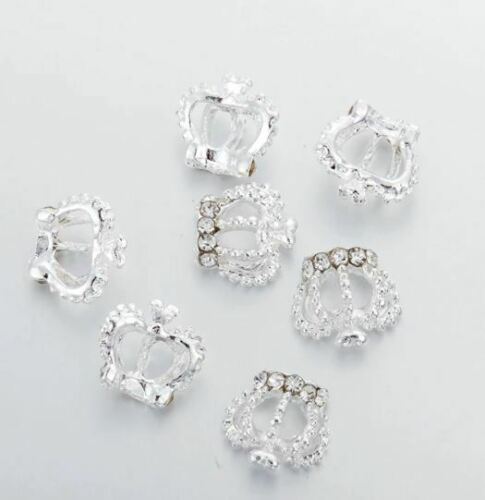 Silver Bling Crown Nail Charms #009