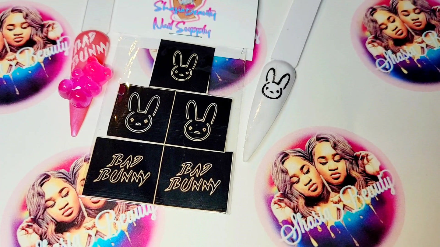 Bad Bunny Trio Nail Stencils