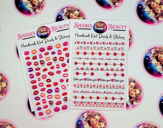 I Love You Kisses 💋 Nail Stickers 2pc Bundle