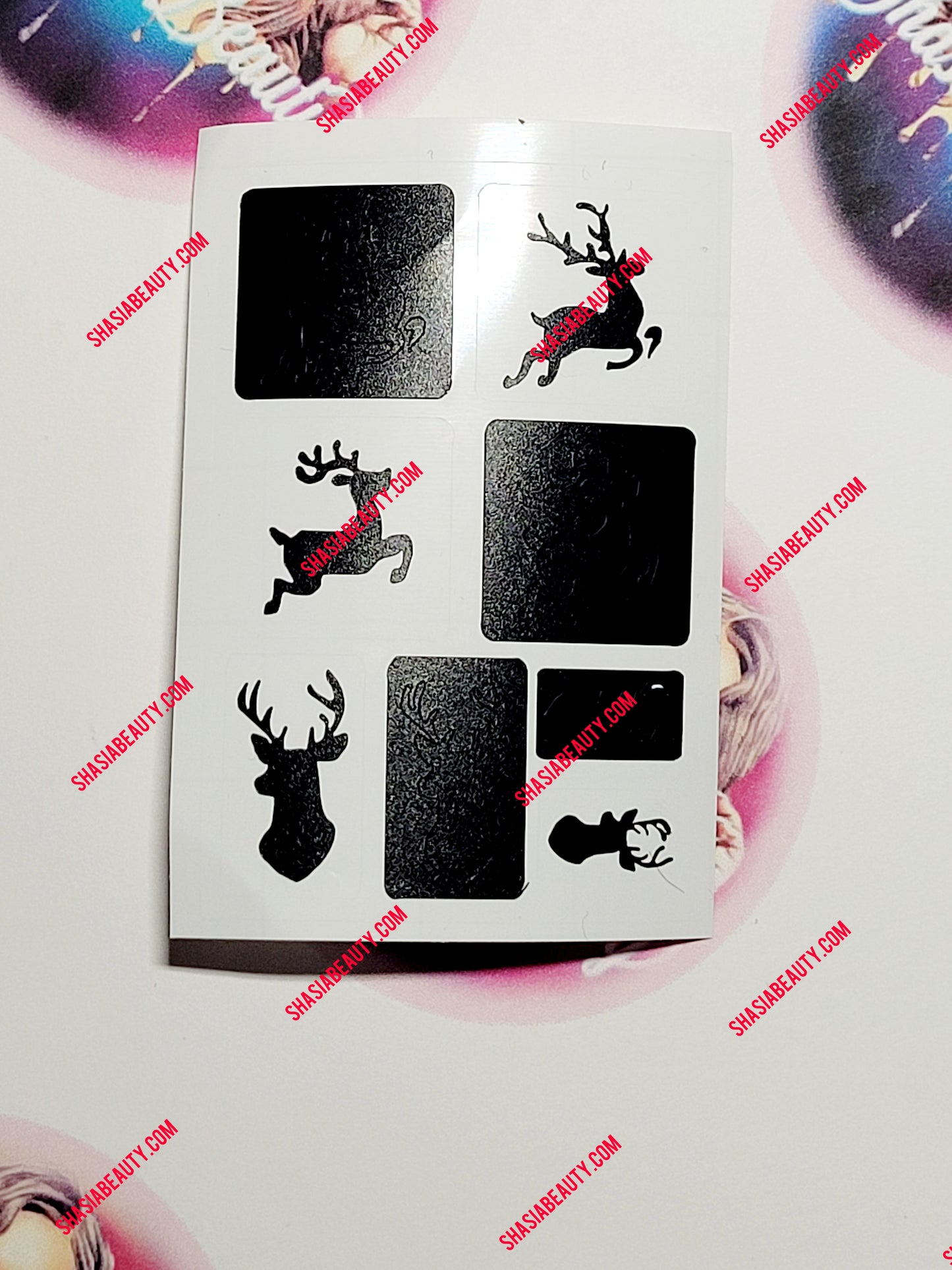Reindeer Xmas Nail Stencils 8pc