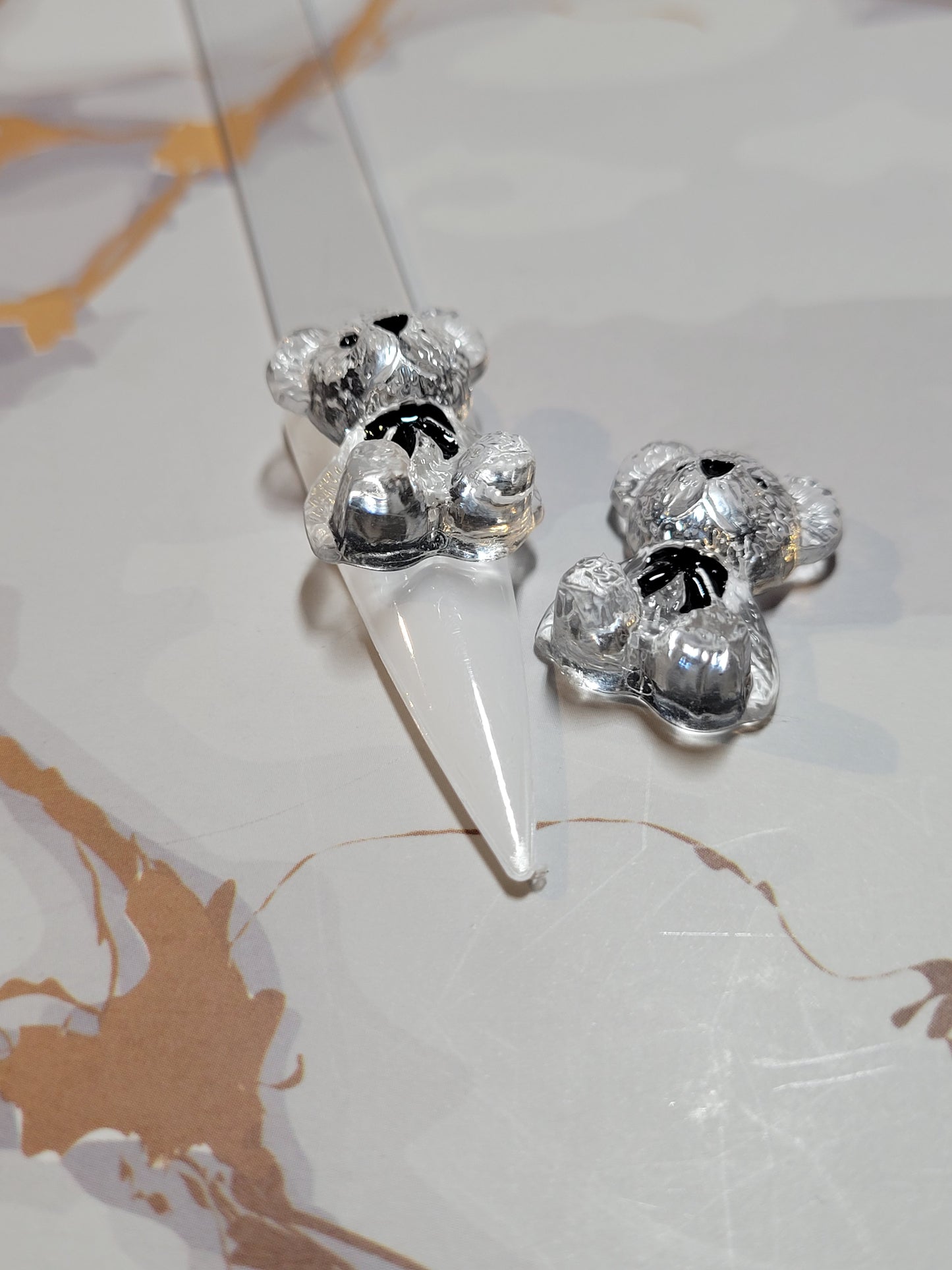 Clear Teddy Bear Nail Charms