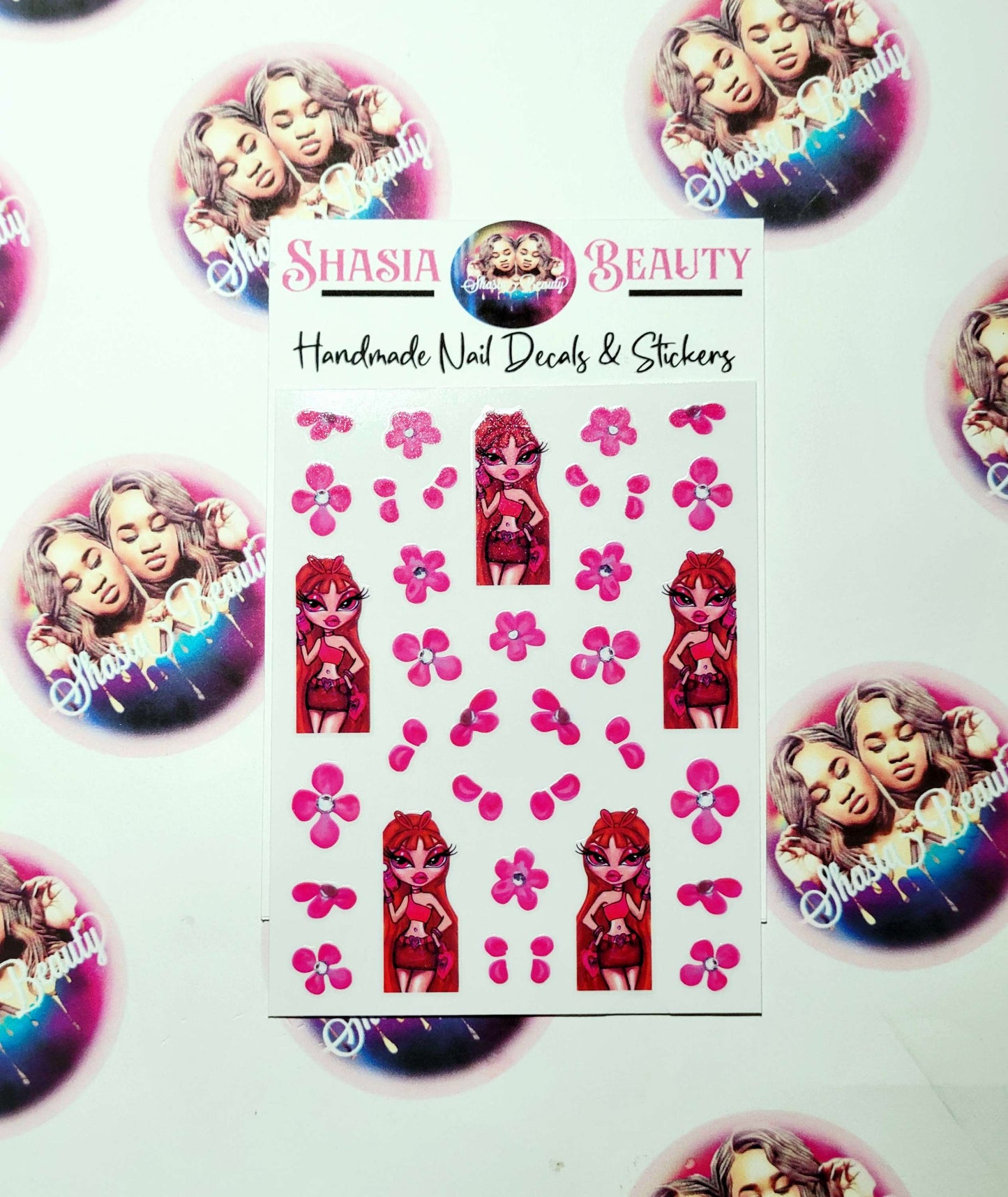 Baddie Blossomz Pink Flower Nail Stickers