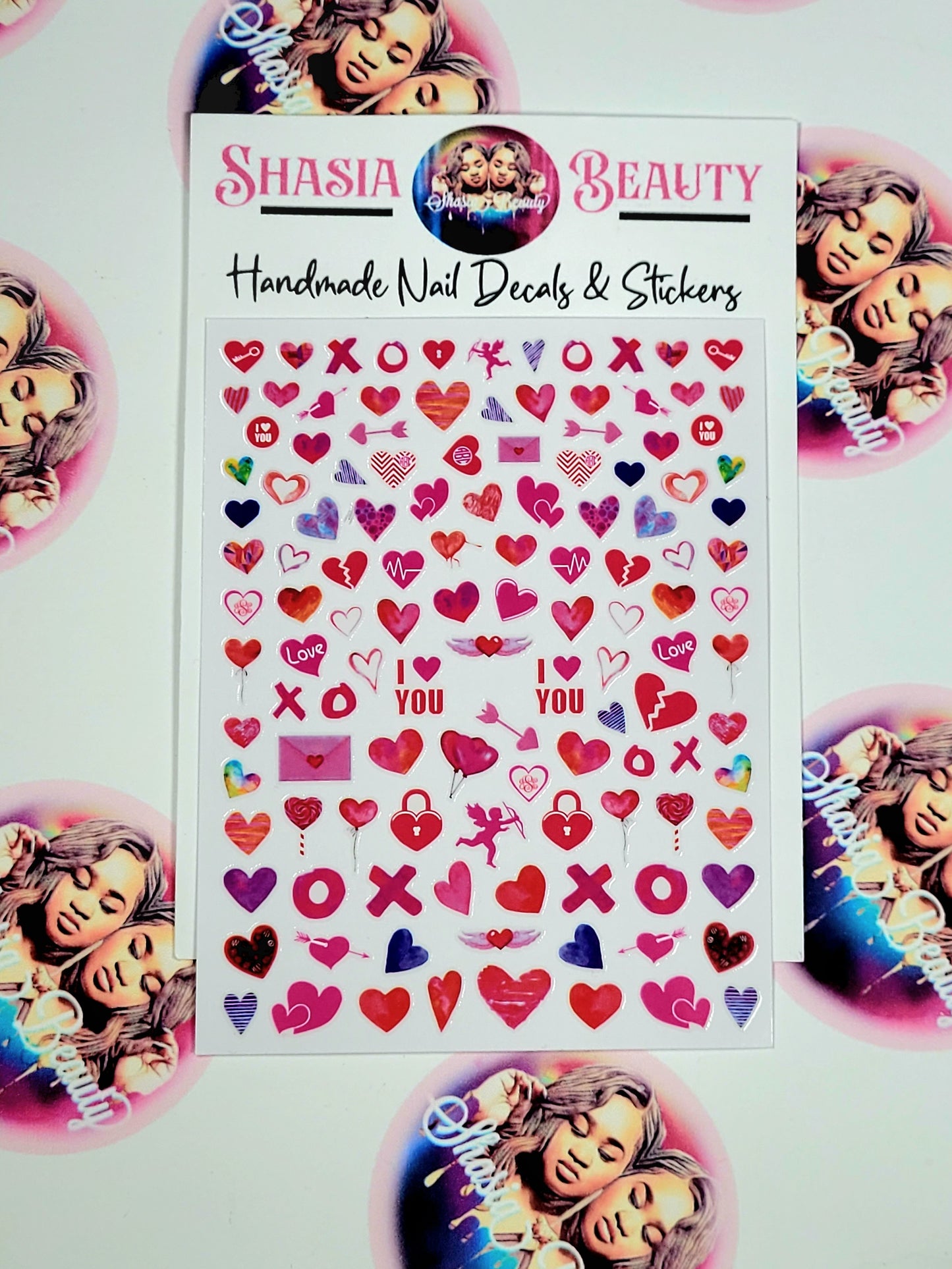 XO Love Heart Nail Stickers 2pc Bundle