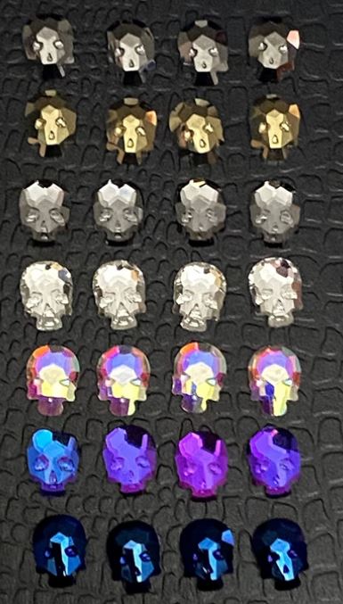 Mix Glass Skull Nail Rhinestone