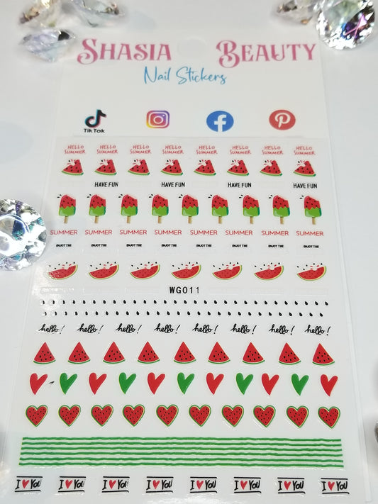 Watermelon Summer Time Nail Stickers