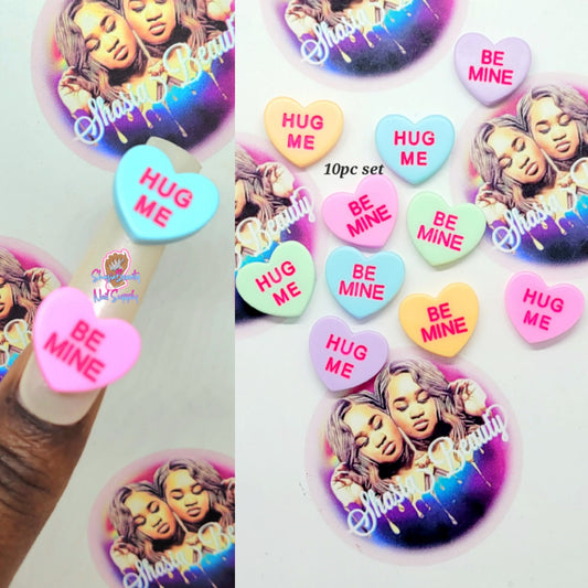 Conversation Heart Nail Charms