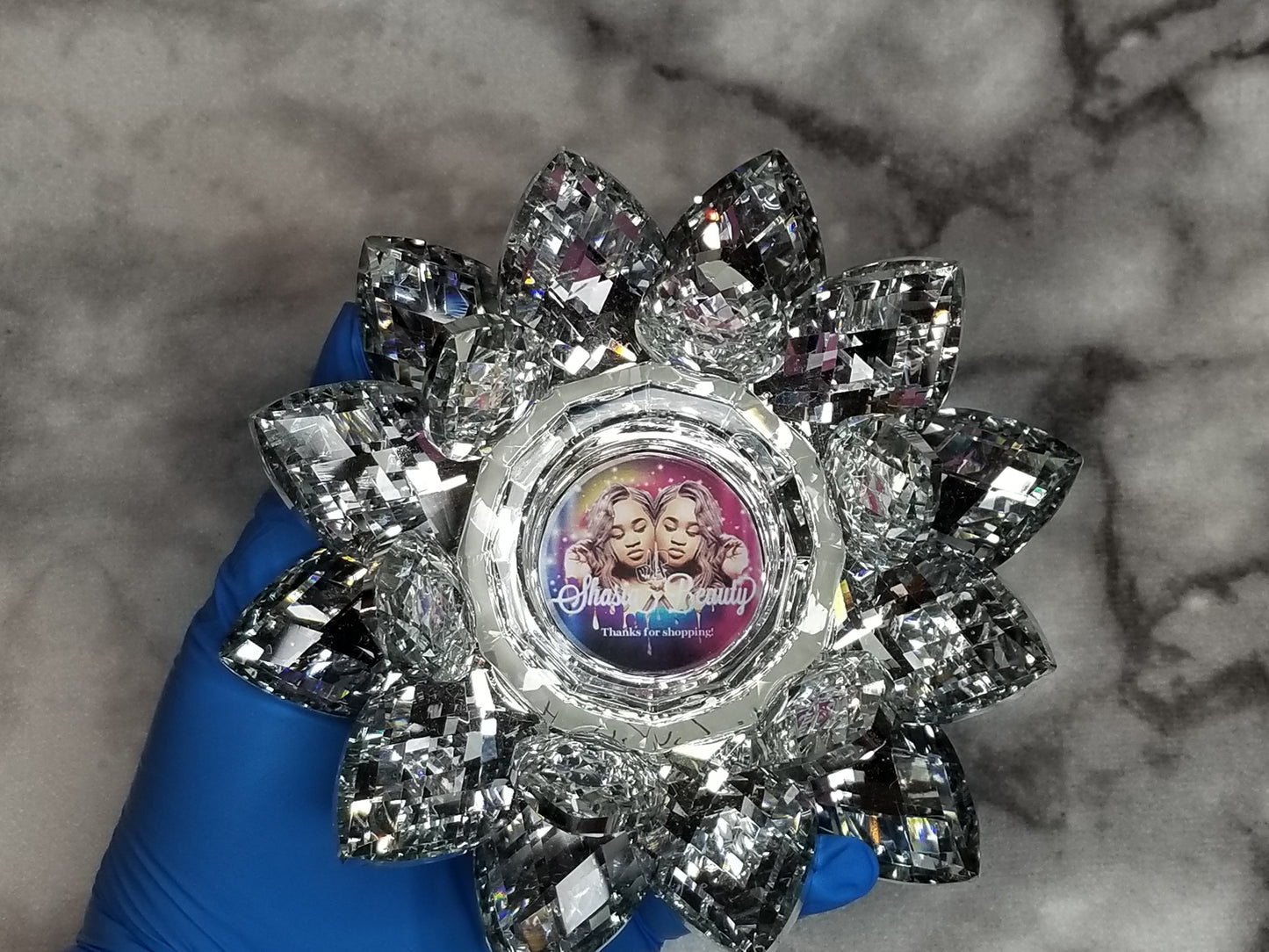 Clear Crystal Lotus Nail Dappen Dish