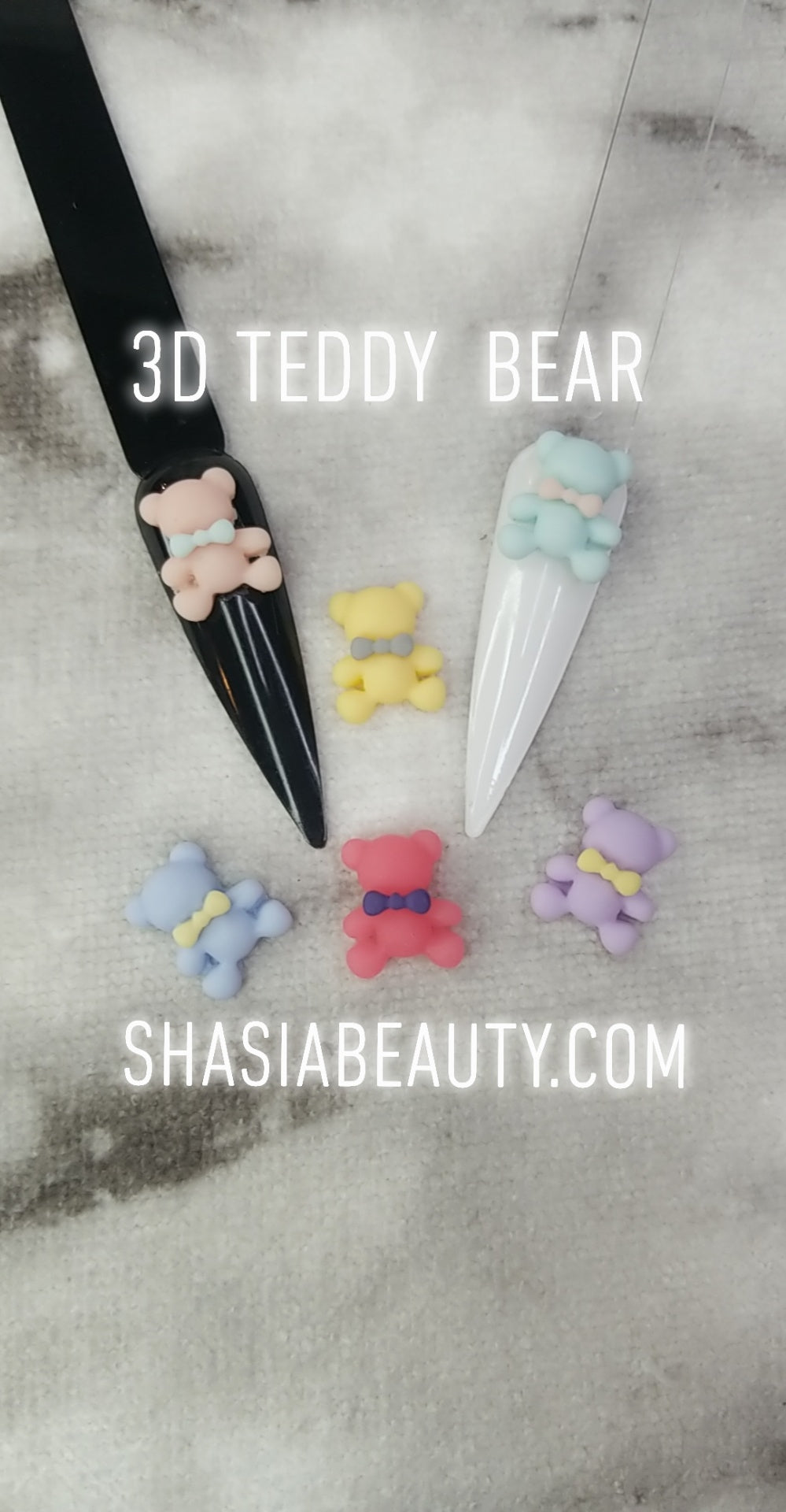 3D Pastel Teddy Bear Nail Charms