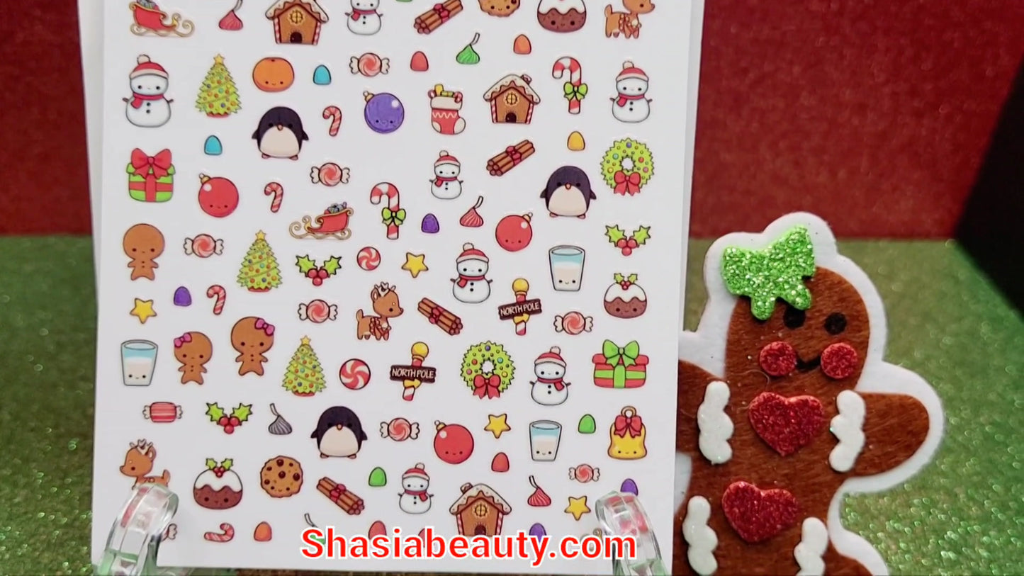 Kawaii Christmas Character Nail Stickers