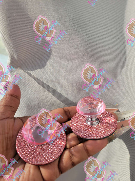 Pink Diamond Crystal Nail Dappen Dish Lid