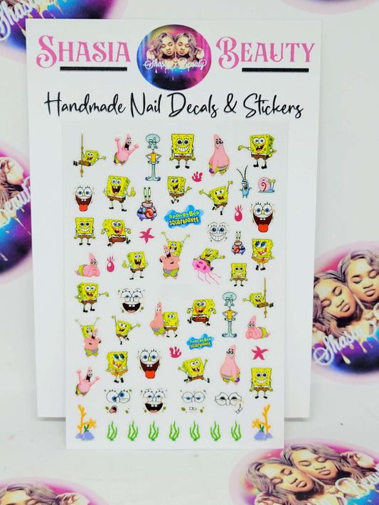 Spongebob and Patrick Cartoon Nail Stickers