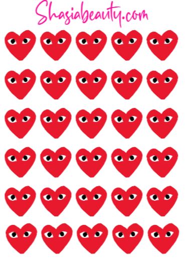 Red Heart CDG Play Face Nail Decals