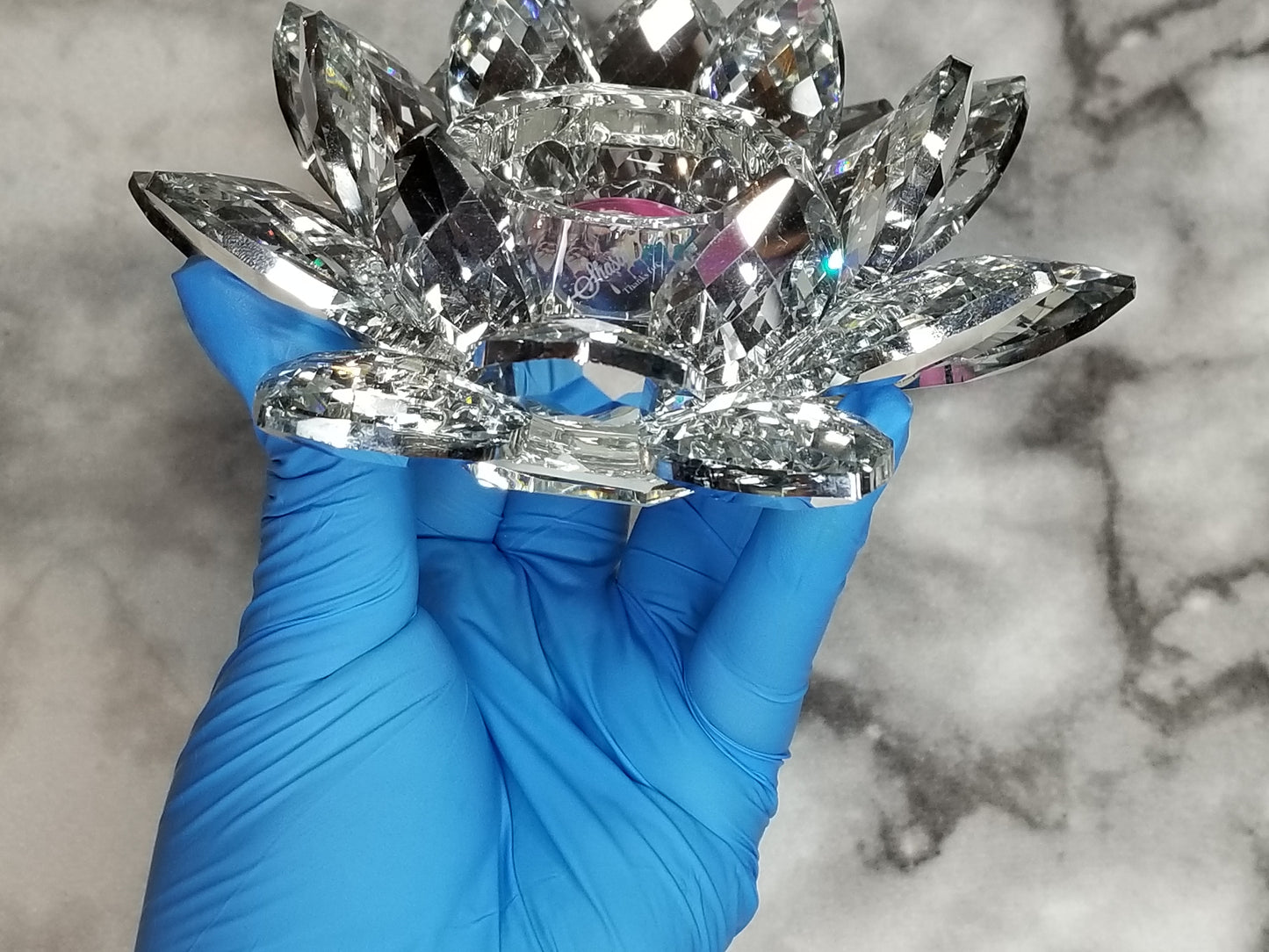 Clear Crystal Lotus Nail Dappen Dish