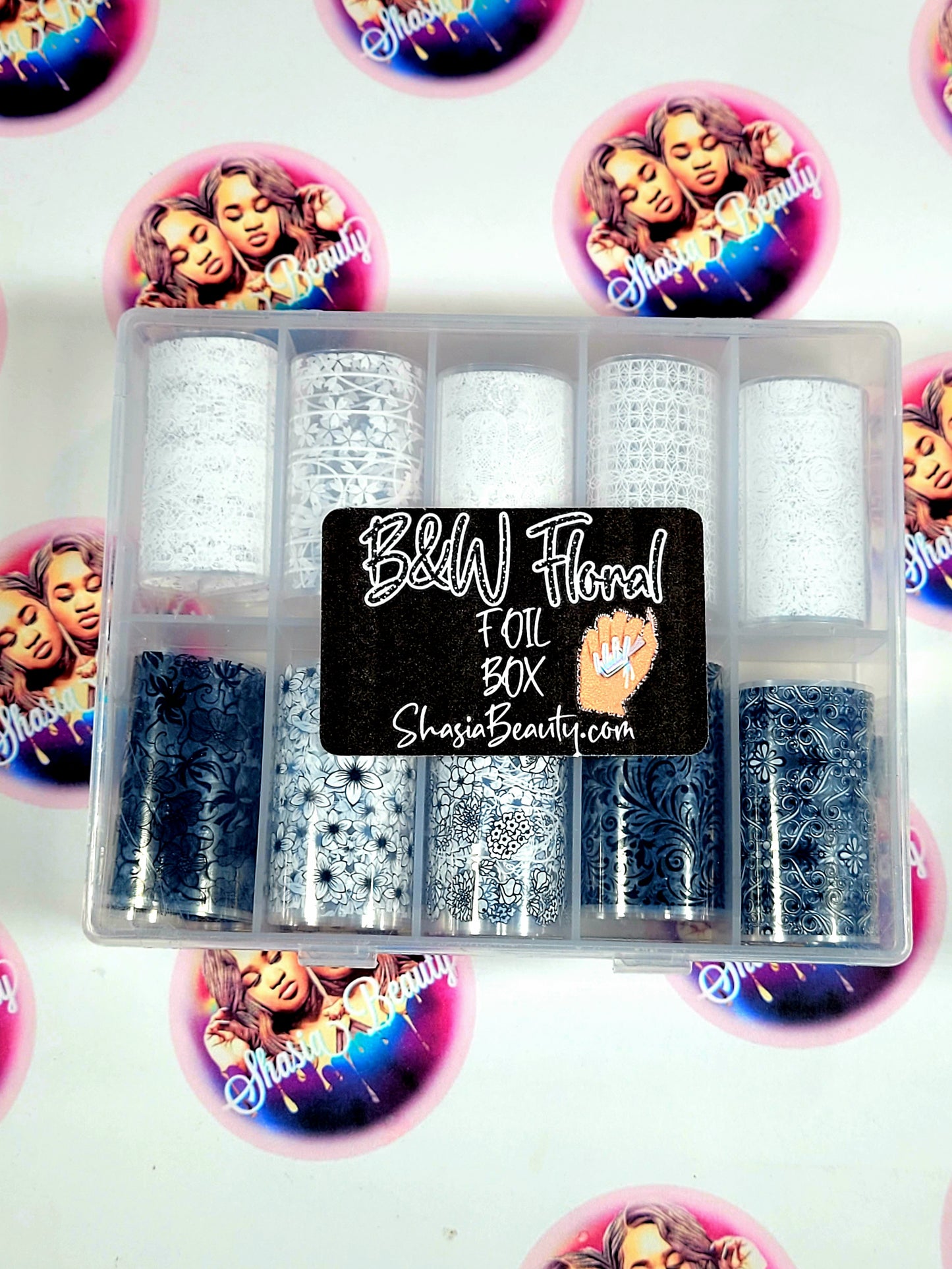Black & White Floral Lace Foil Box