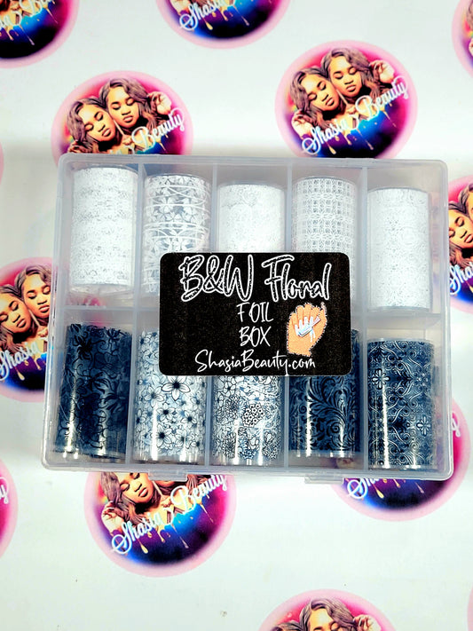 Black & White Floral Lace Foil Box