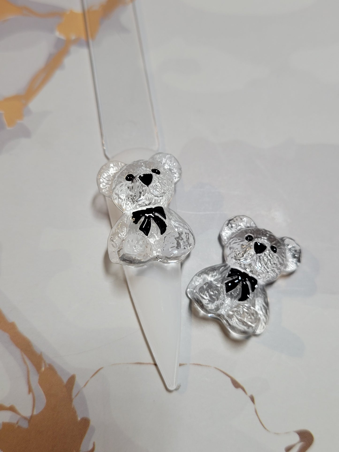 Clear Teddy Bear Nail Charms