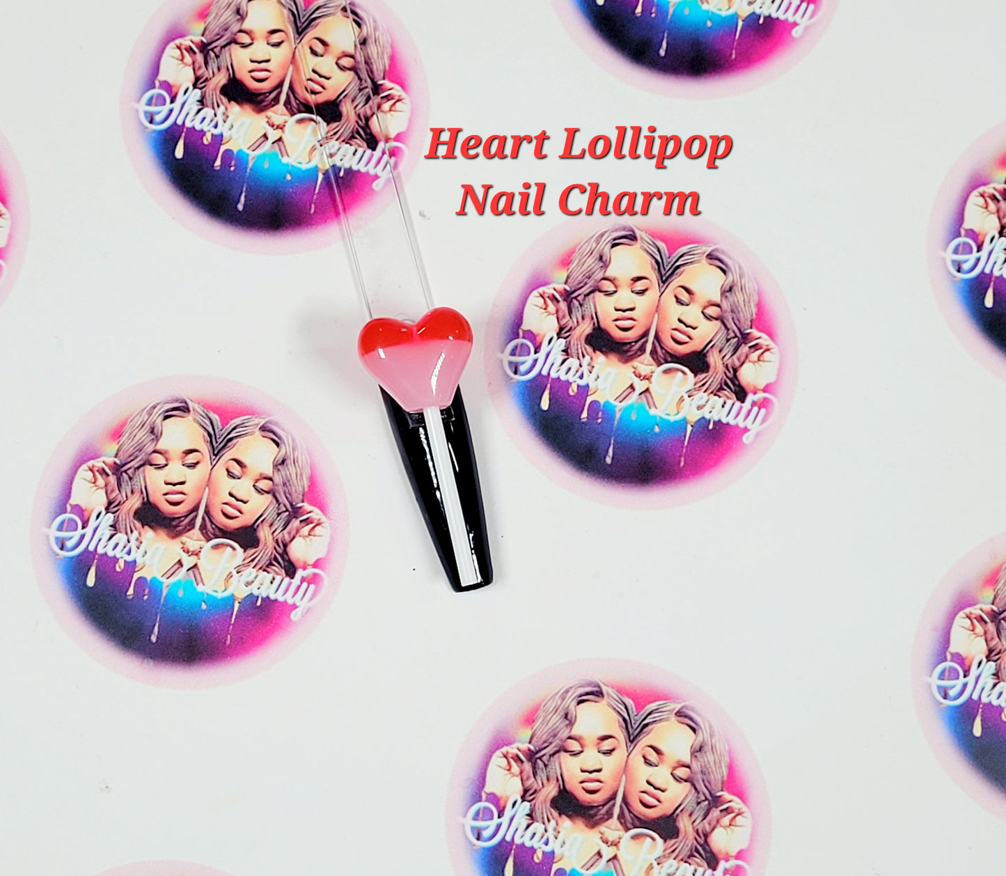 Heart Lollipop  Nail Charm