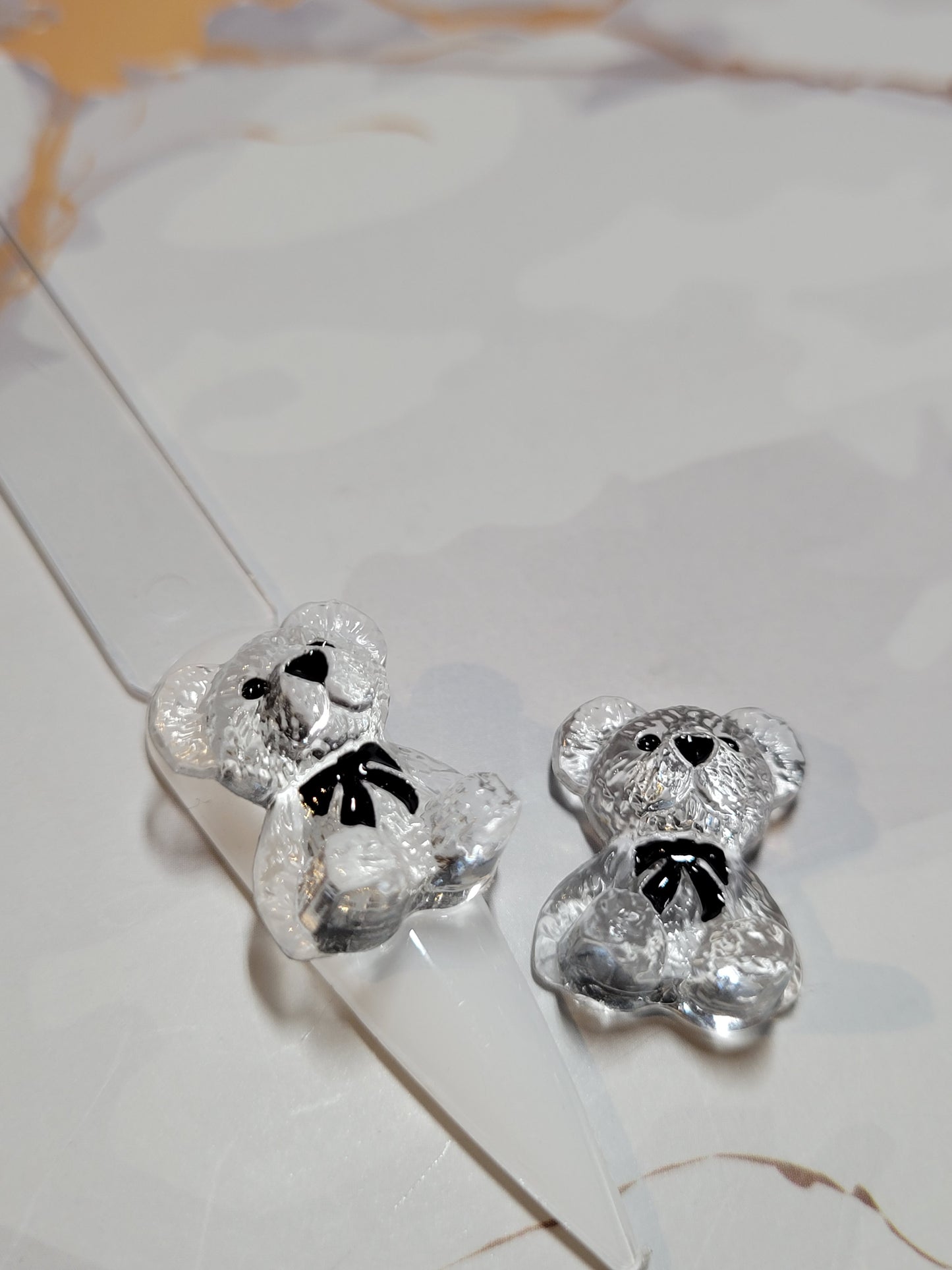Clear Teddy Bear Nail Charms