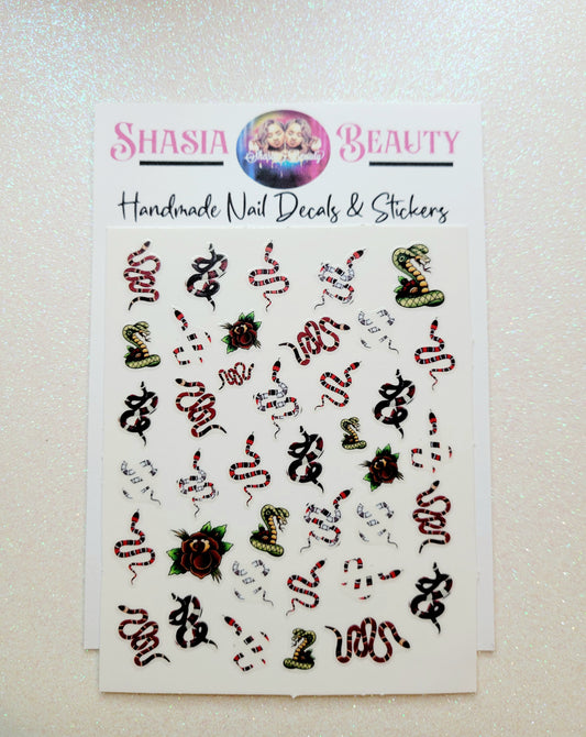 Snakes & Roses Nail Sticker