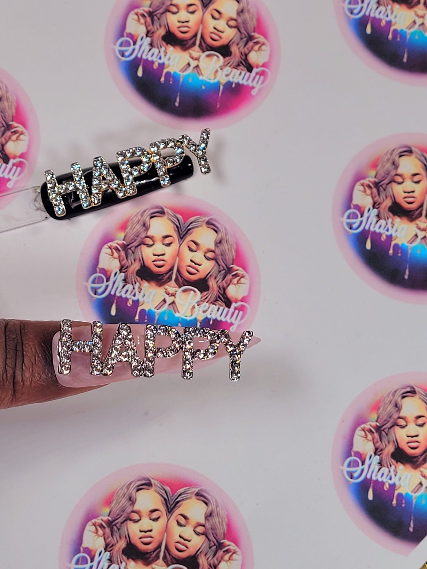 Happy Bling Word Nail Charm