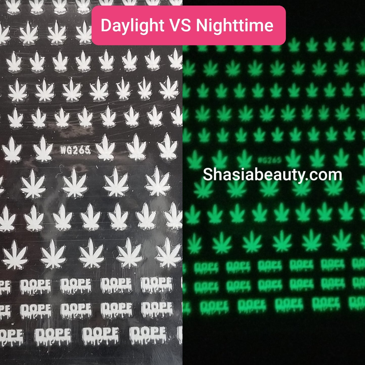 420 Glow in the Dark Leaf Nail Stickers