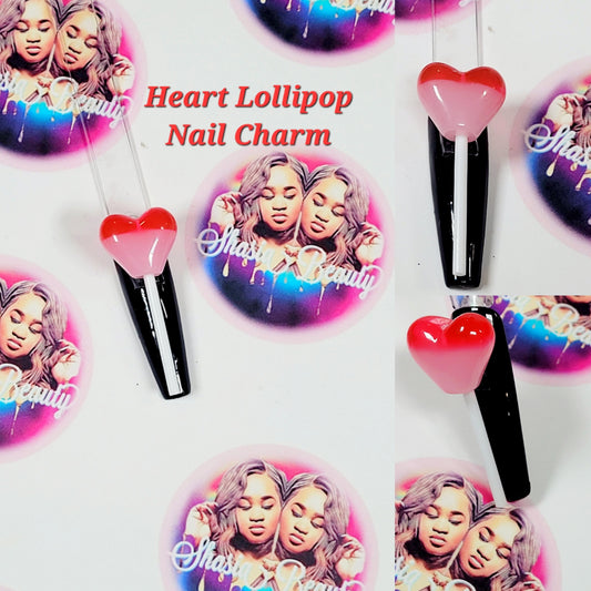 Heart Lollipop  Nail Charm