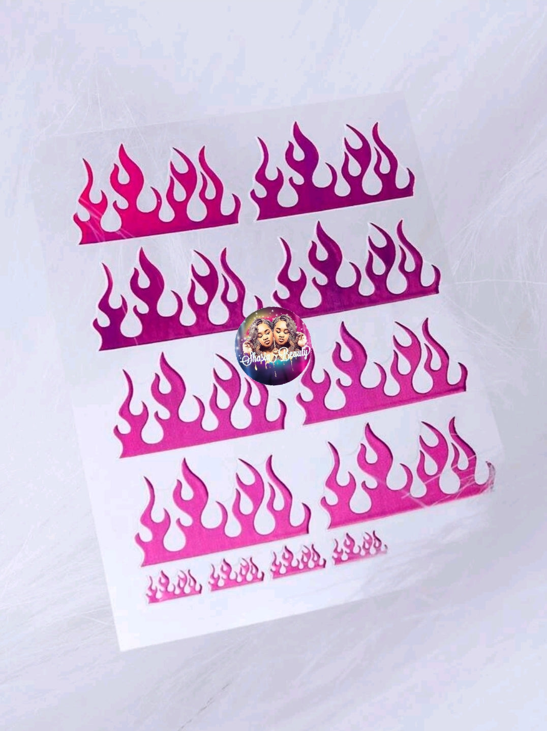 Hot Pink Reflective Flame Nail Stickers