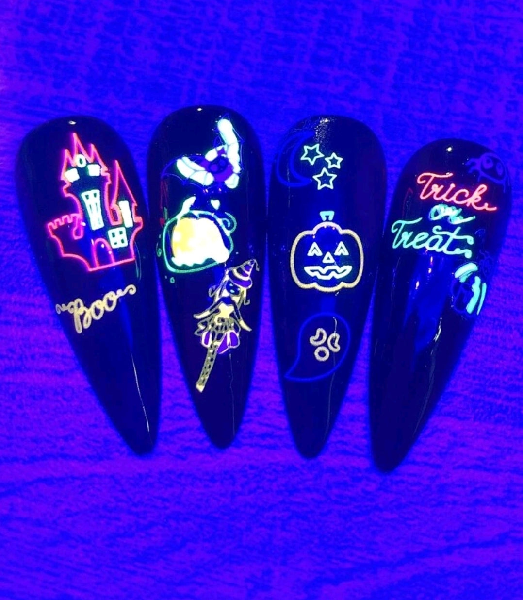 Ghouls  and Treats Nail Stickers | Spooky Blacklight Reactive Na