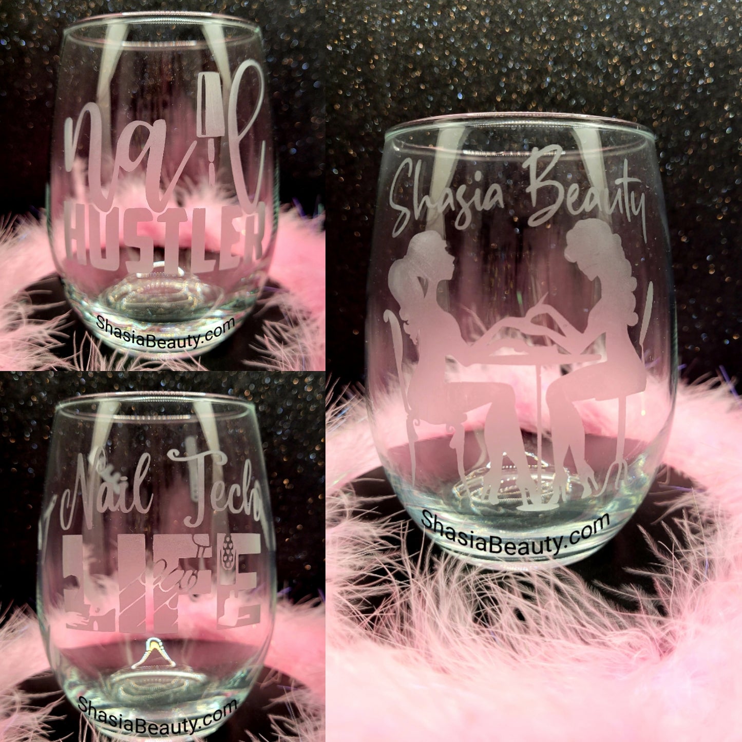 Nail Shop Wine Glass