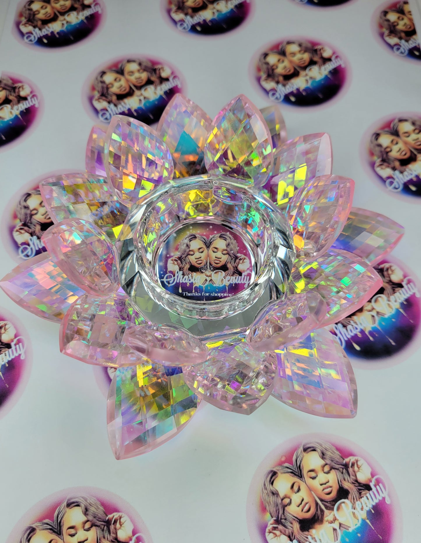 Pink AB Crystal Lotus Dappen Dish