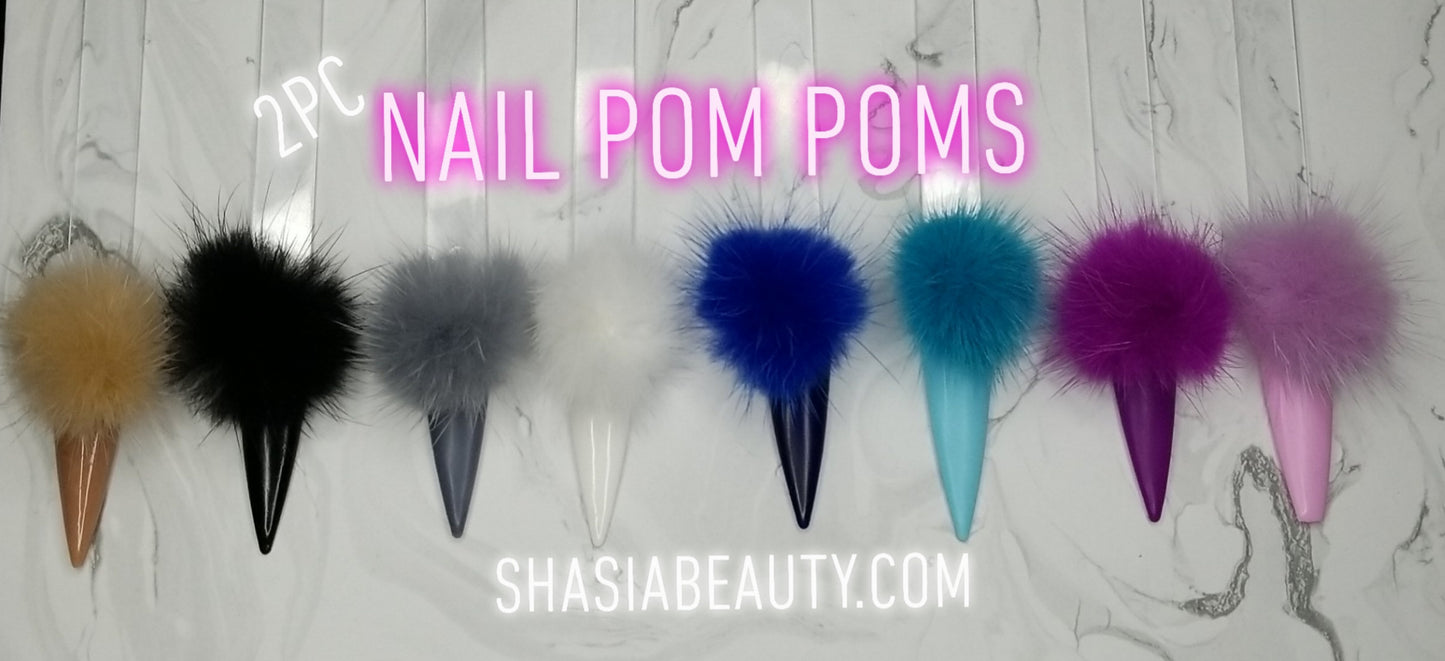 Nail Pom Poms 2pc Nail Charms