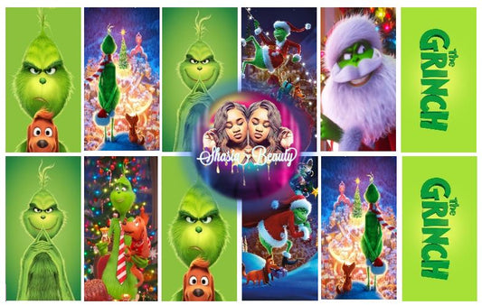 Grinch Christmas Nail Decals