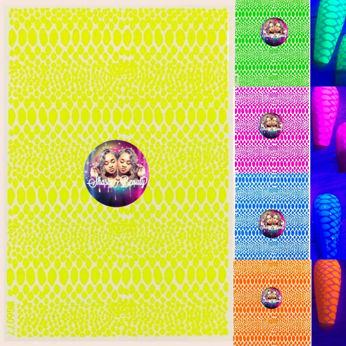 Neon Yellow Snakeskin Print Nail Stickers
