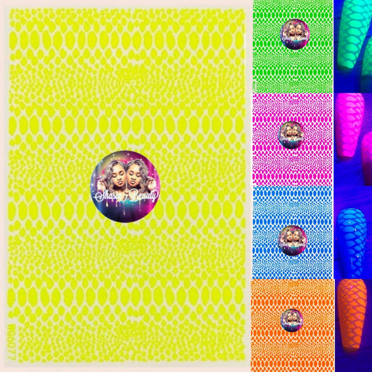 Neon Yellow Snakeskin Print Nail Stickers