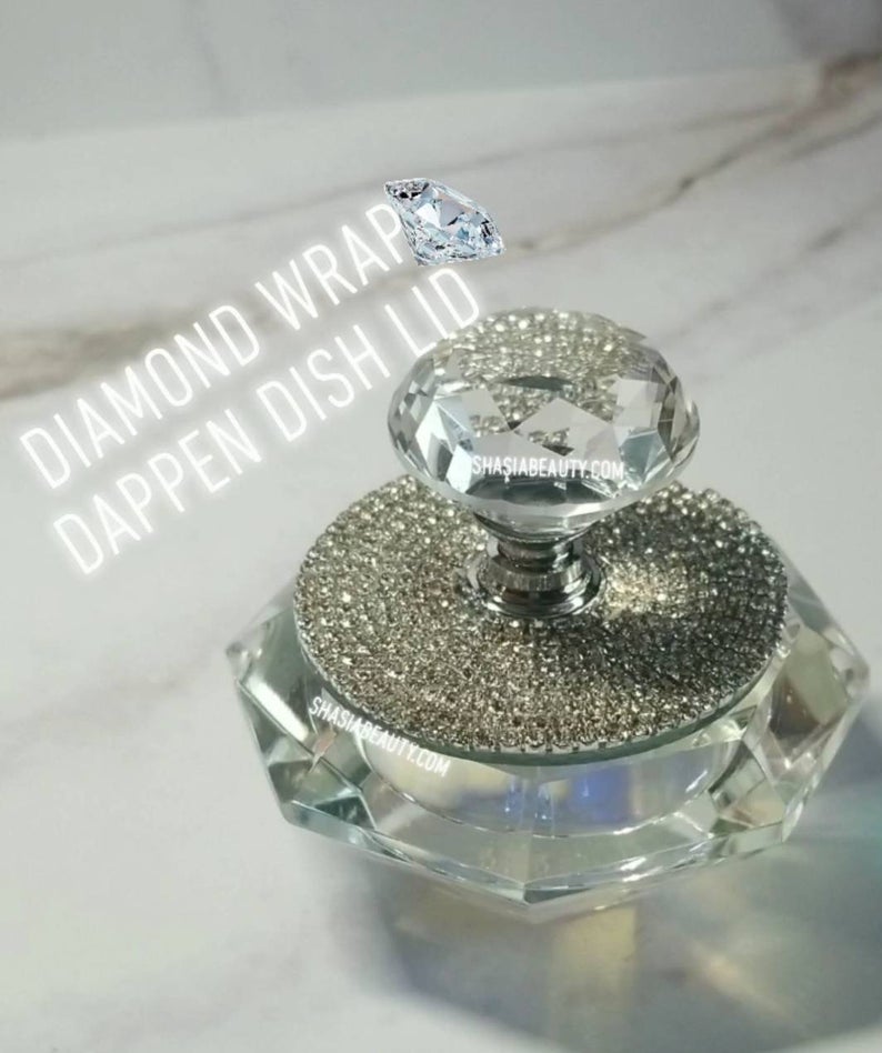 Pink Diamond Crystal Nail Dappen Dish Lid
