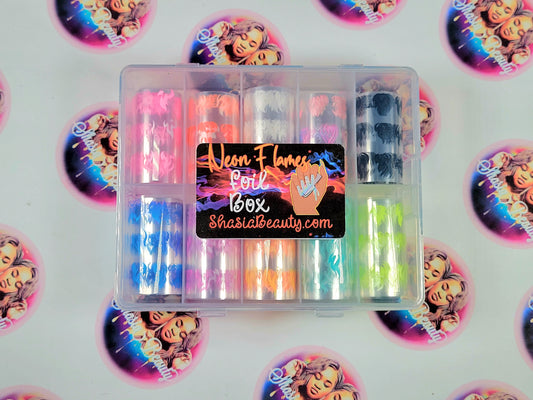 Neon Flames Nail Foil Box