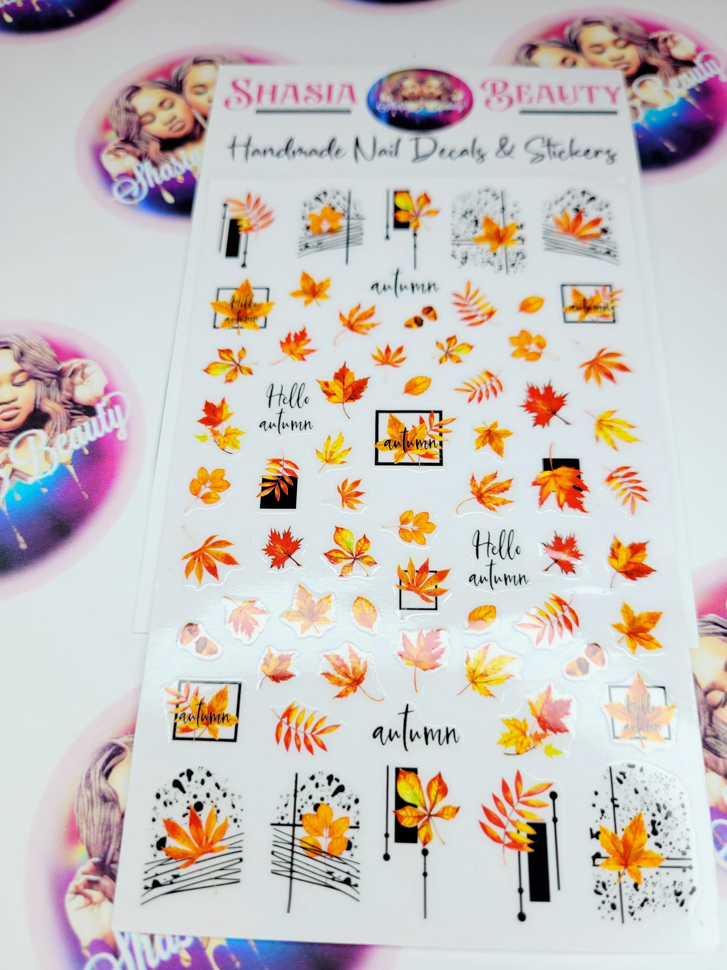 Hello Autumn Leaves Fall Nail Stickers