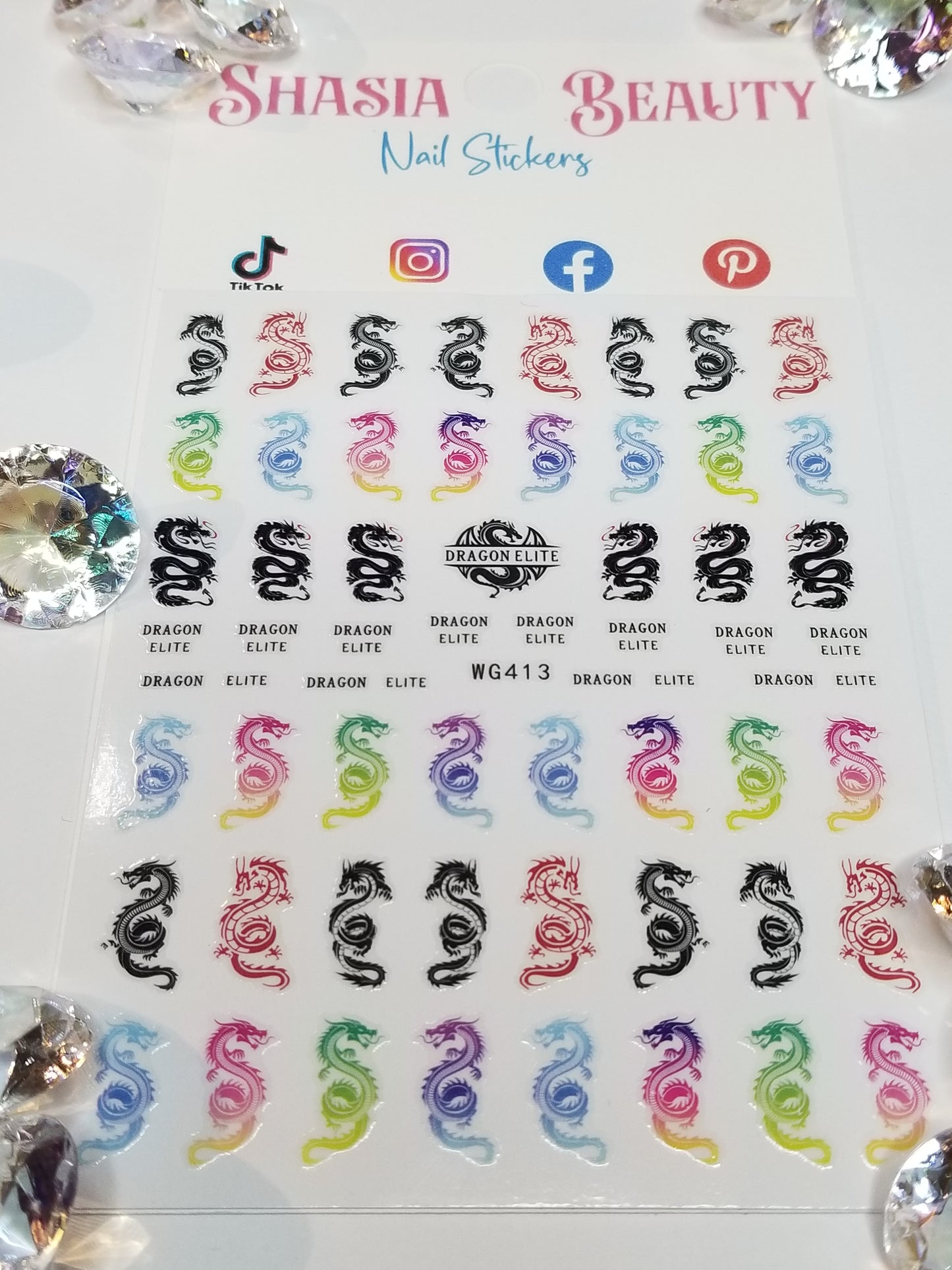 Rainbow Dragon Elite Lrg. Nail Stickers