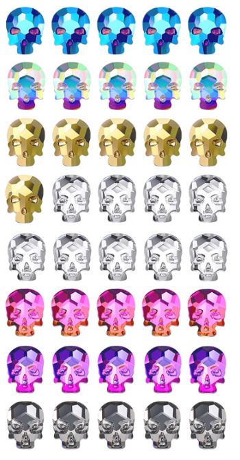 Mix Glass Skull Nail Rhinestone