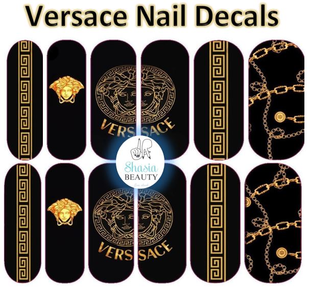 Black & Gold Luxe Logo Nail Decals