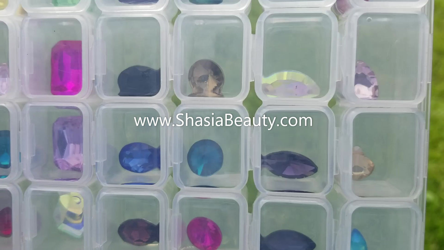XL 3D Mixed Glass Rhinestones Set-28 pc Storage Case