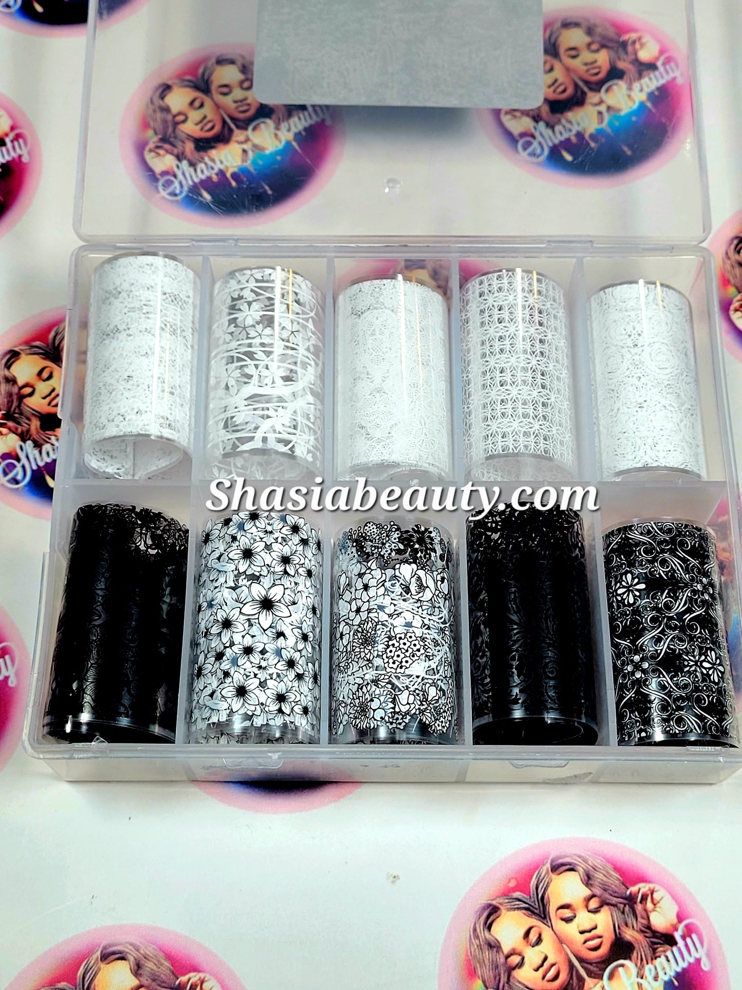 Black & White Floral Lace Foil Box