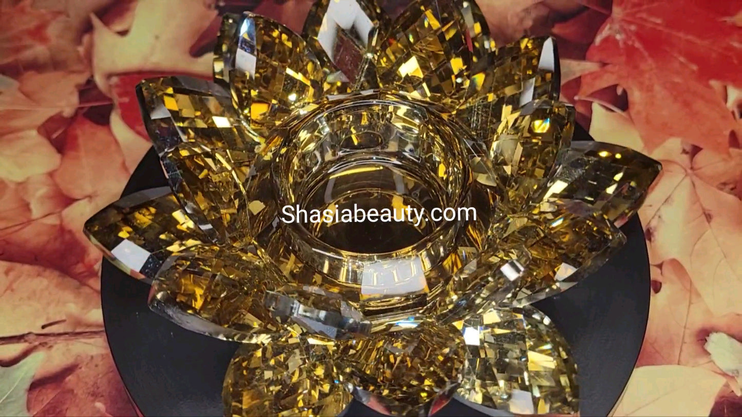 Amber to Gold Crystal Lotus Nail Dappen Dish