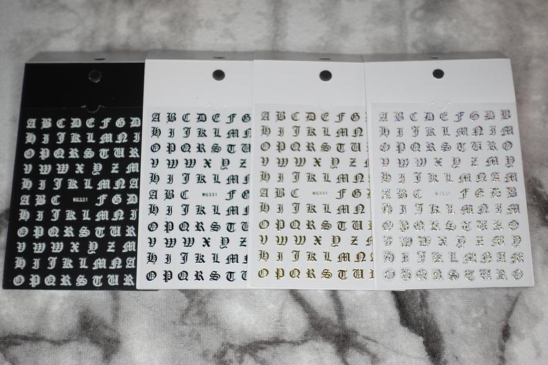 Old English Letter Nail Stickers Variety