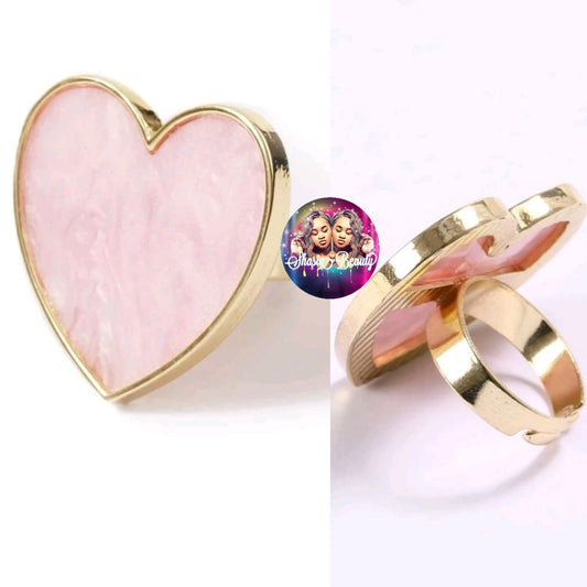 Pink Heart Gel Palette Nail Ring 1pc