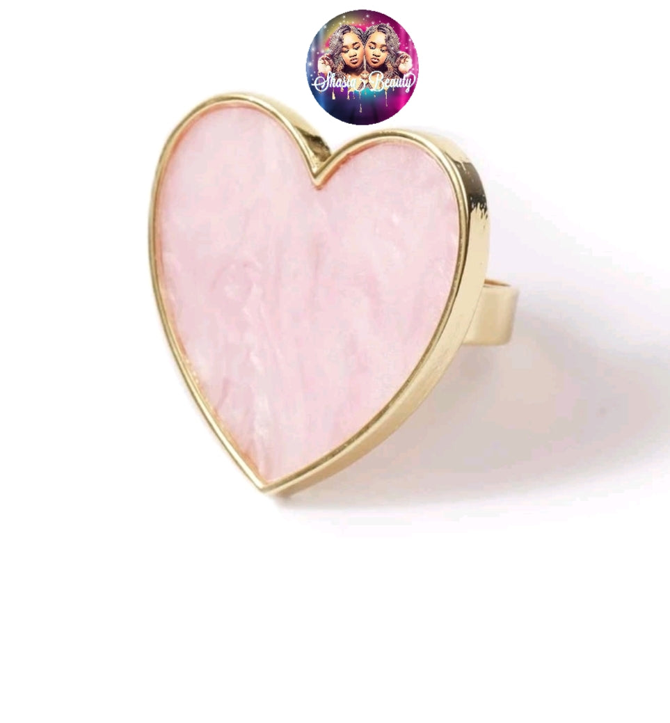 Pink Heart Gel Palette Nail Ring 1pc